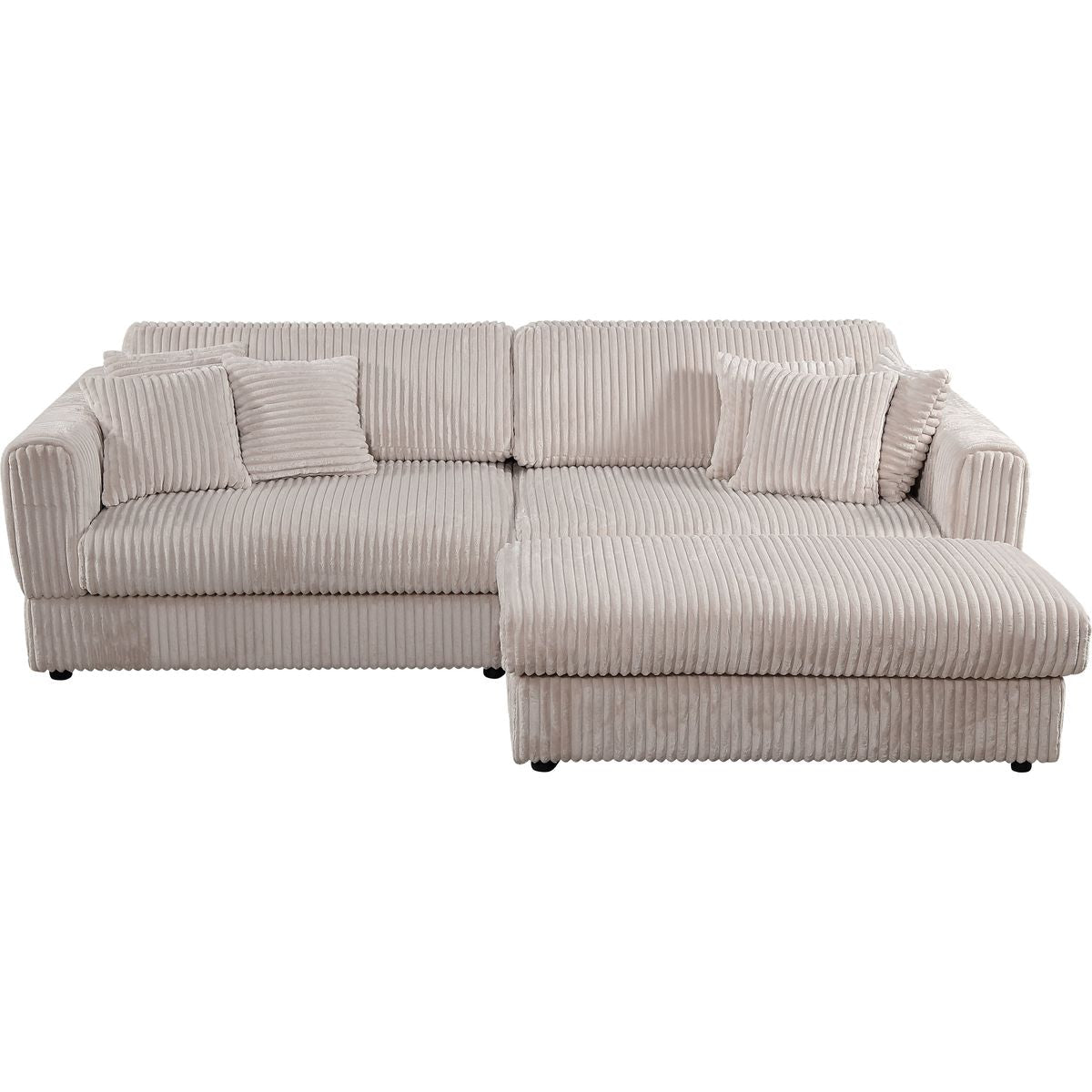 105' Oversized Sectional Sofa Cloud Couch for Living Room, Modern stripe L Shaped Couch, Comfy Boucle Modular Sofa Sleeper with Moveable Ottoman WIth/6 Pillow(WHITE)