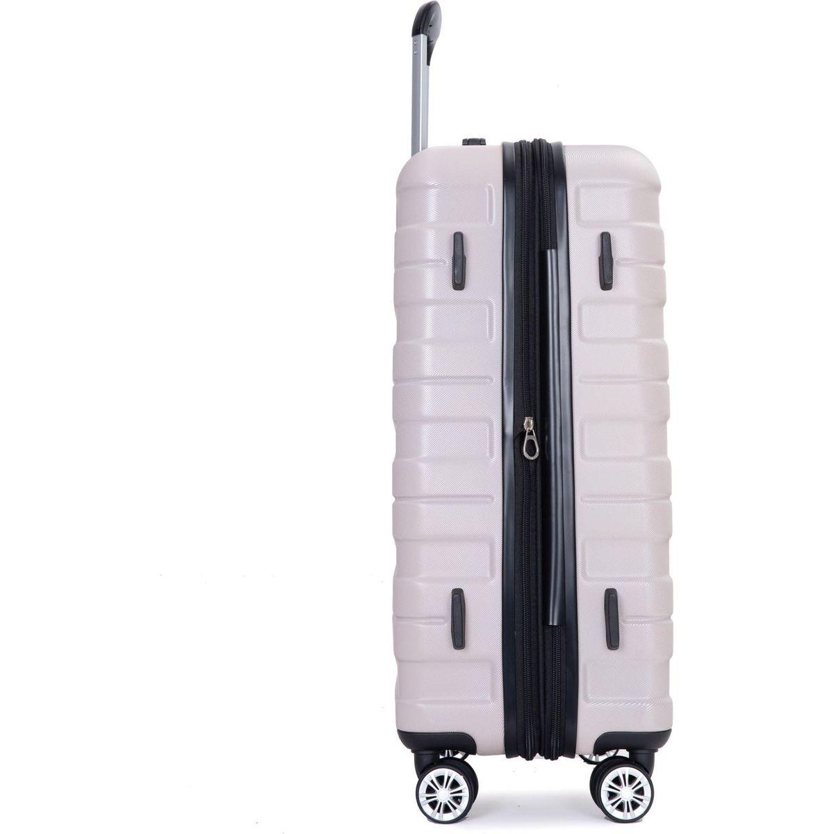 3 Piece Luggage Sets PC Lightweight & Durable Expandable Suitcase with Two Hooks, Double Spinner Wheels, TSA Lock, (21/25/29) Sand
