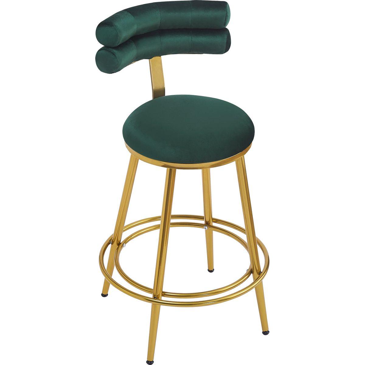 27.65'' Modern Counter Stools Set of 2,Dark green velvet Counter Stools with iron Frame,Soft back and cushion,Footrest,suitable for Kitchen/Bedroom/Dining Room