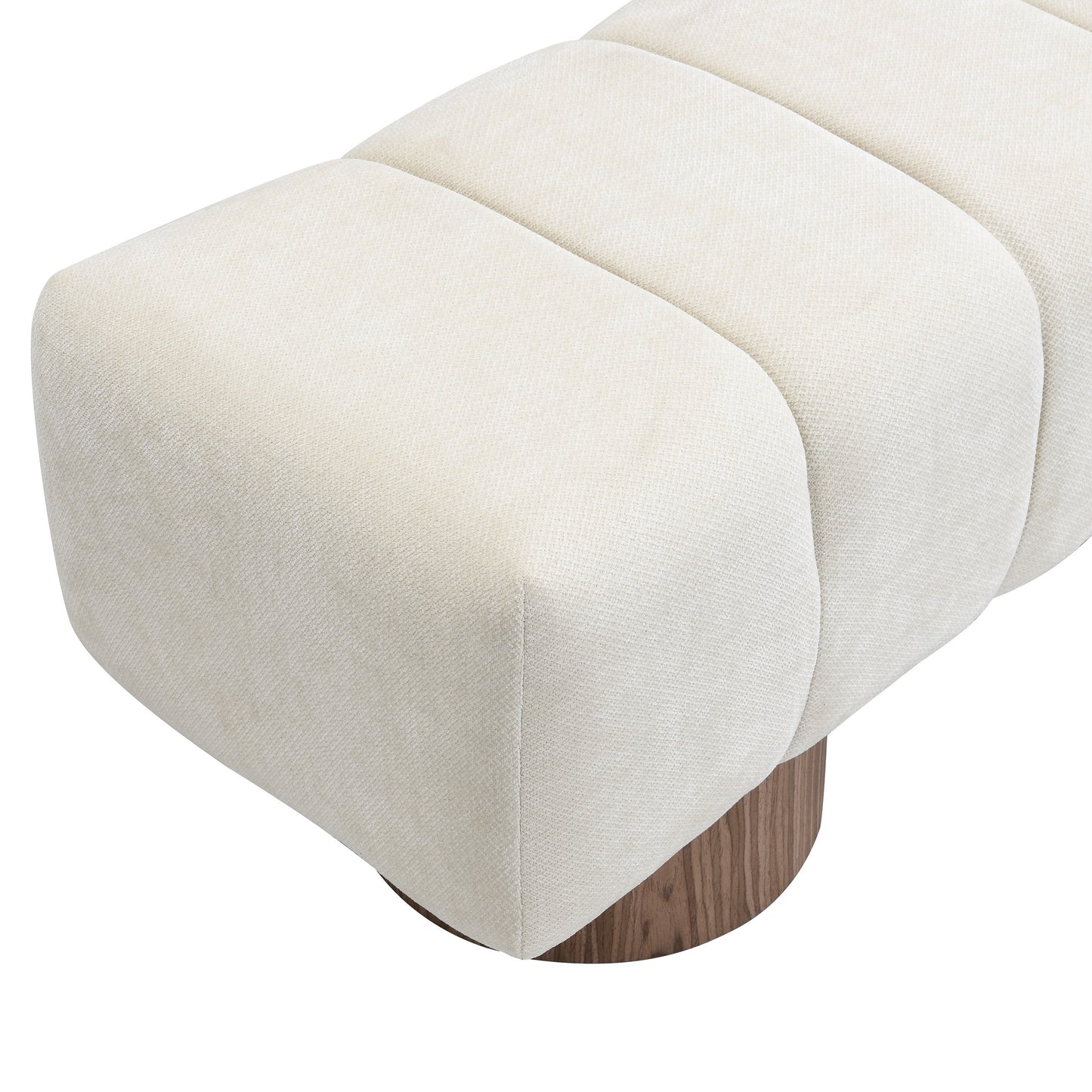 Upholstered Dining Bench, No-Assembly Entryway Bench Ottoman, Beige Chenille Fabric, 50' Length