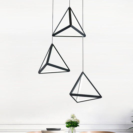 Sophia's Sleek Black LED Pendant Ceiling Lamp for Stylish Restaurants