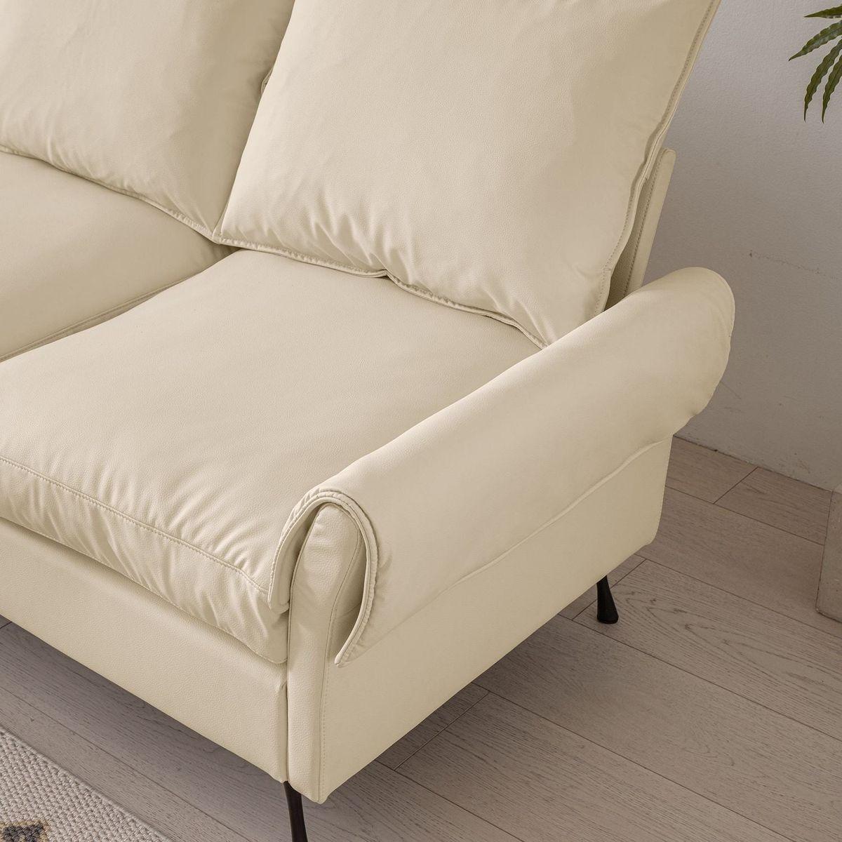 104.5"Modern Sectional Technical leather L-Shaped Sofa Couch with Convertible Ottoman