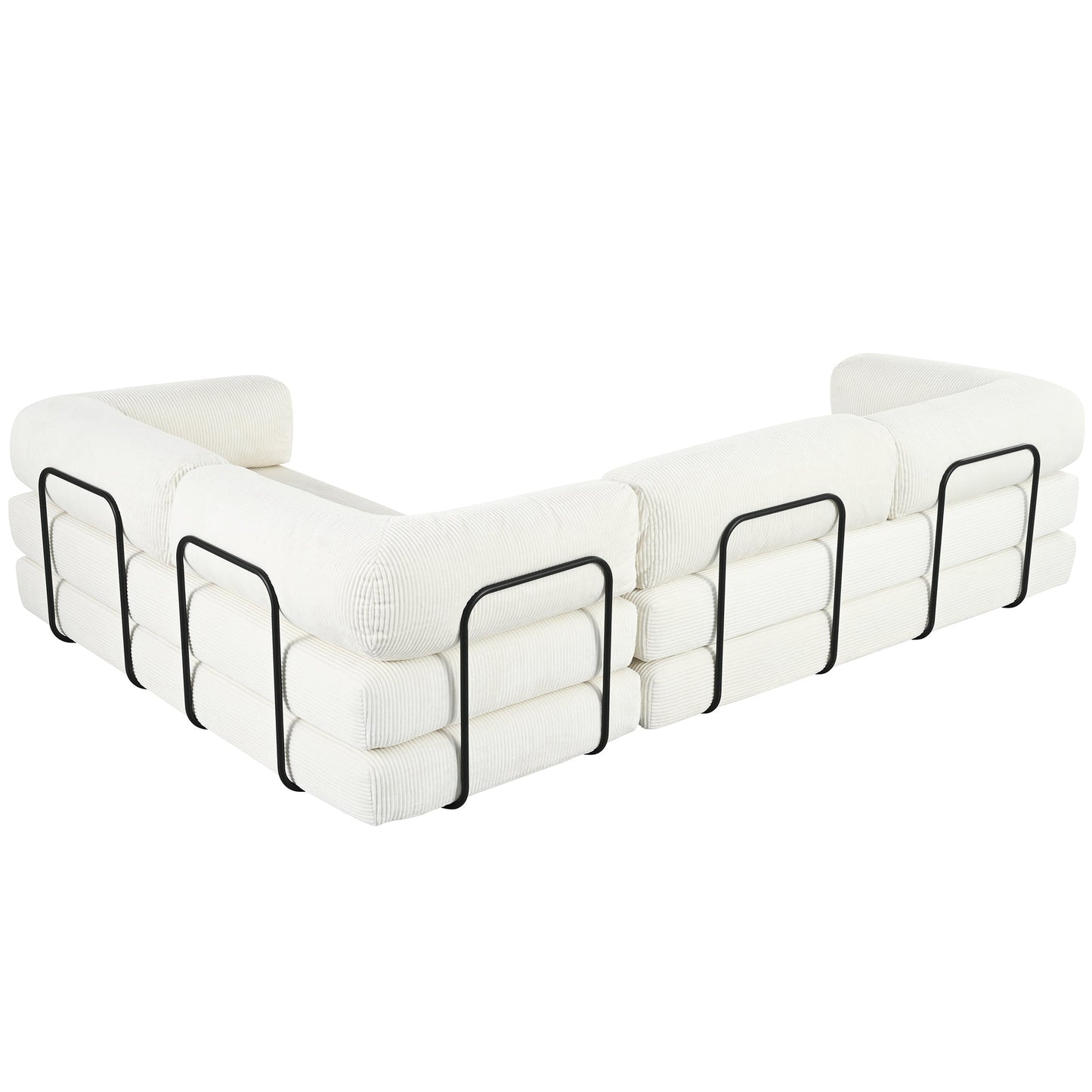 U_Style L-Shaped Modular Sofa Bed in Corduroy Fabric, Ideal for Living Rooms and Apartments