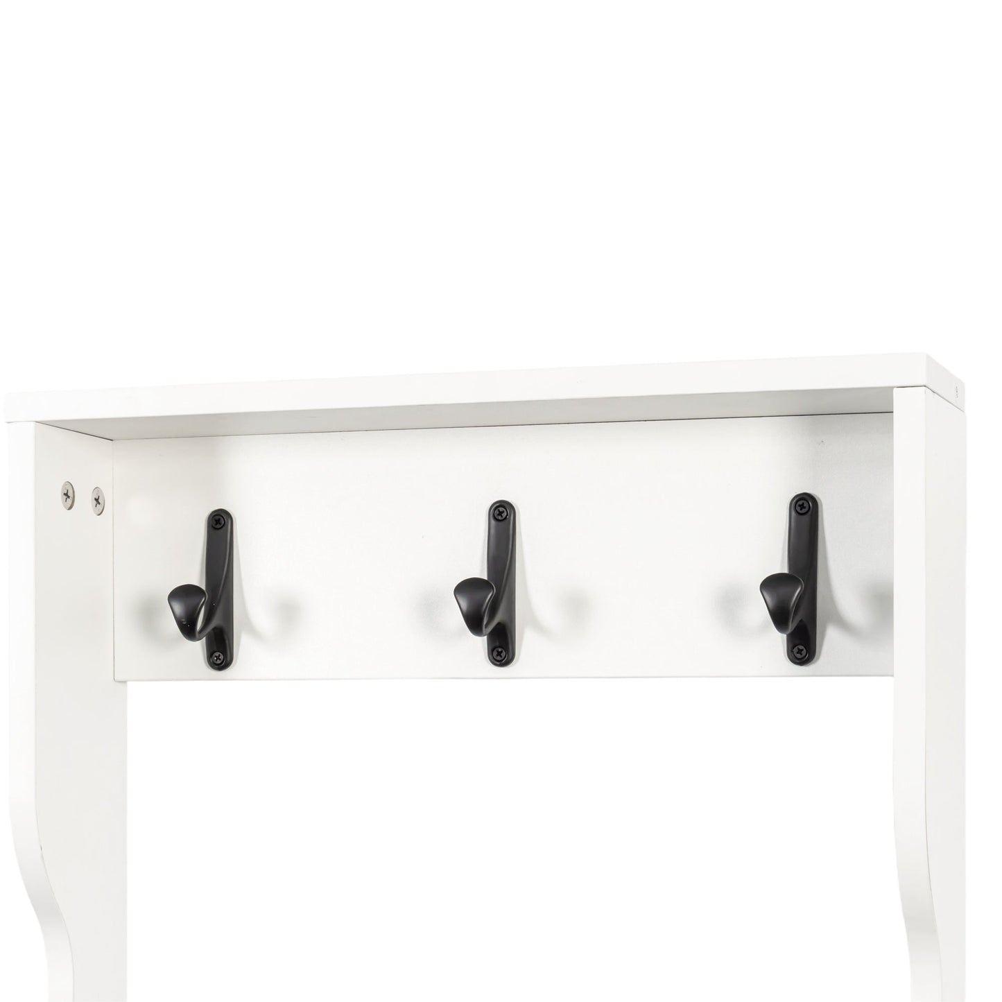 2-in-1 Coat Rack and Nightstand,Wood Bedside/Entryway Storage Organizer with Drawer & Hooks, Freestanding Clothes Hanger for Bedroom,Hallway