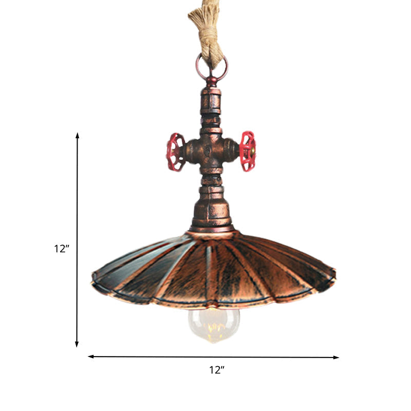 Gianna - Rustic Elegance Pendant Light with Scalloped Shade and Rope Cord