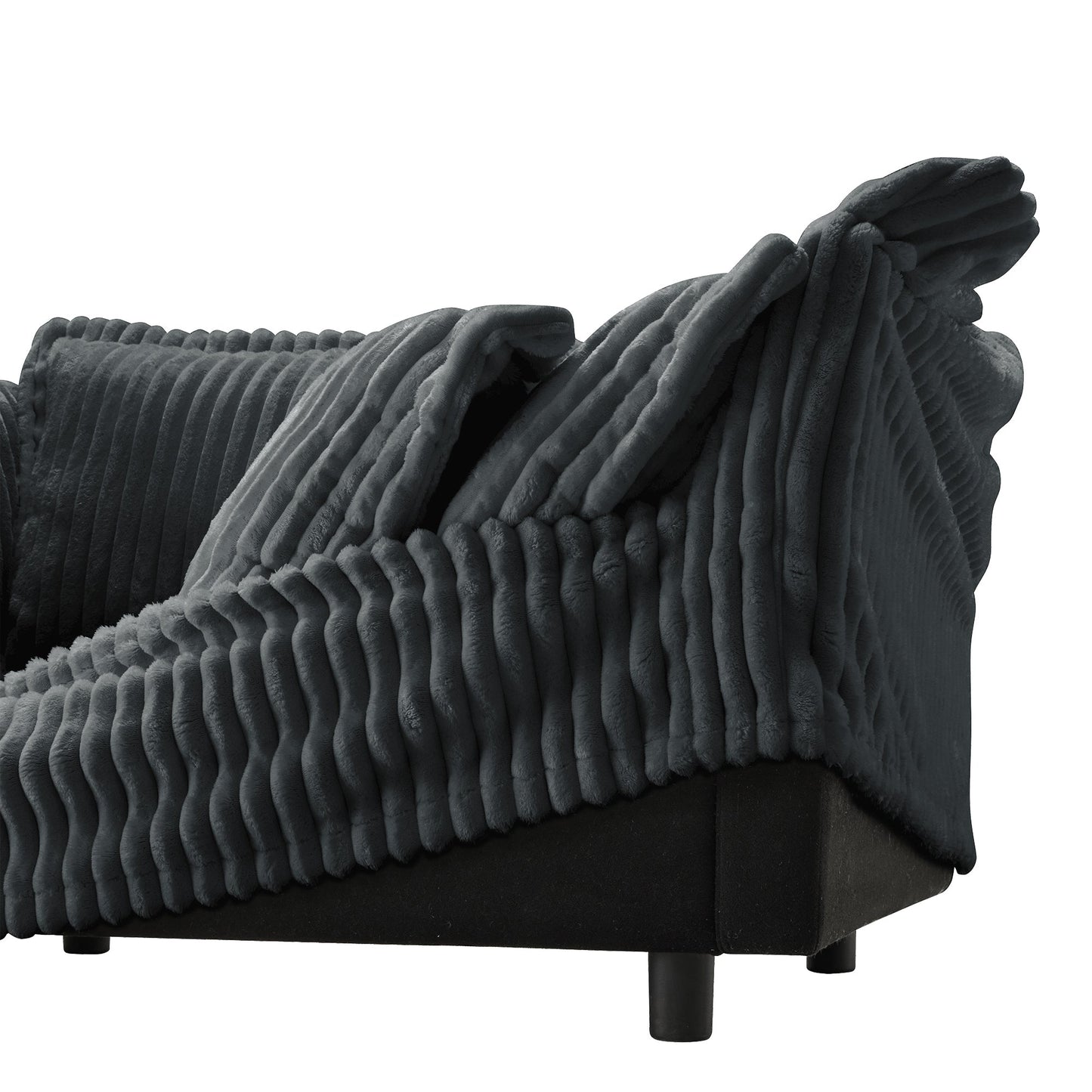 Upholstered Slipcovered Armchair with Ottoman, Deep Seat Armchair W/ Wide Ottoman for Living Room, Armchair Sets with Large Soft Pillows(Set of 2),Gray Corduroy Fabric