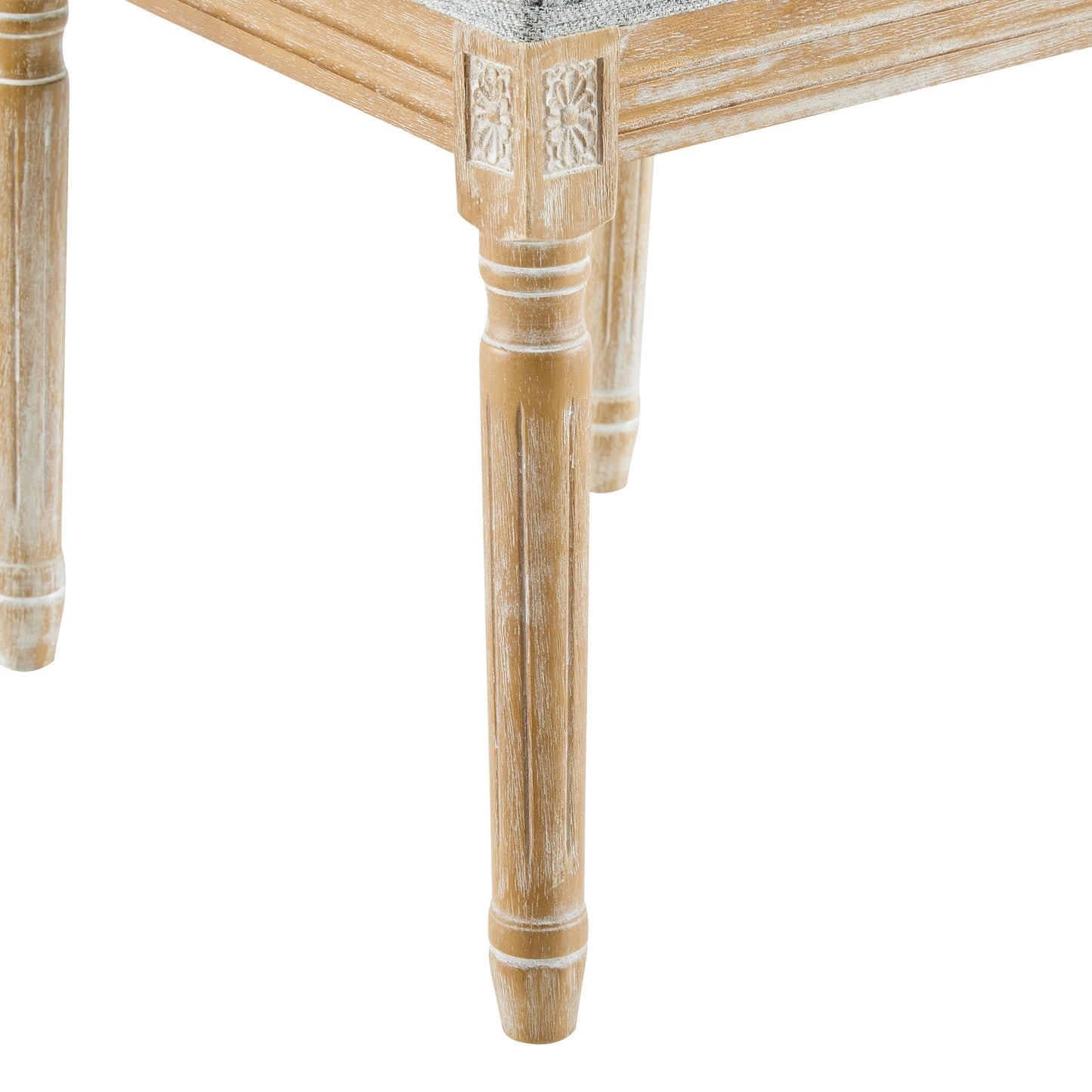 Vintage Inspired French Country Dining Chairs Set - Elegant Cane Backrest & Upholstered Seats - Rustic Weathered Finish - Solid Rubberwood Frame