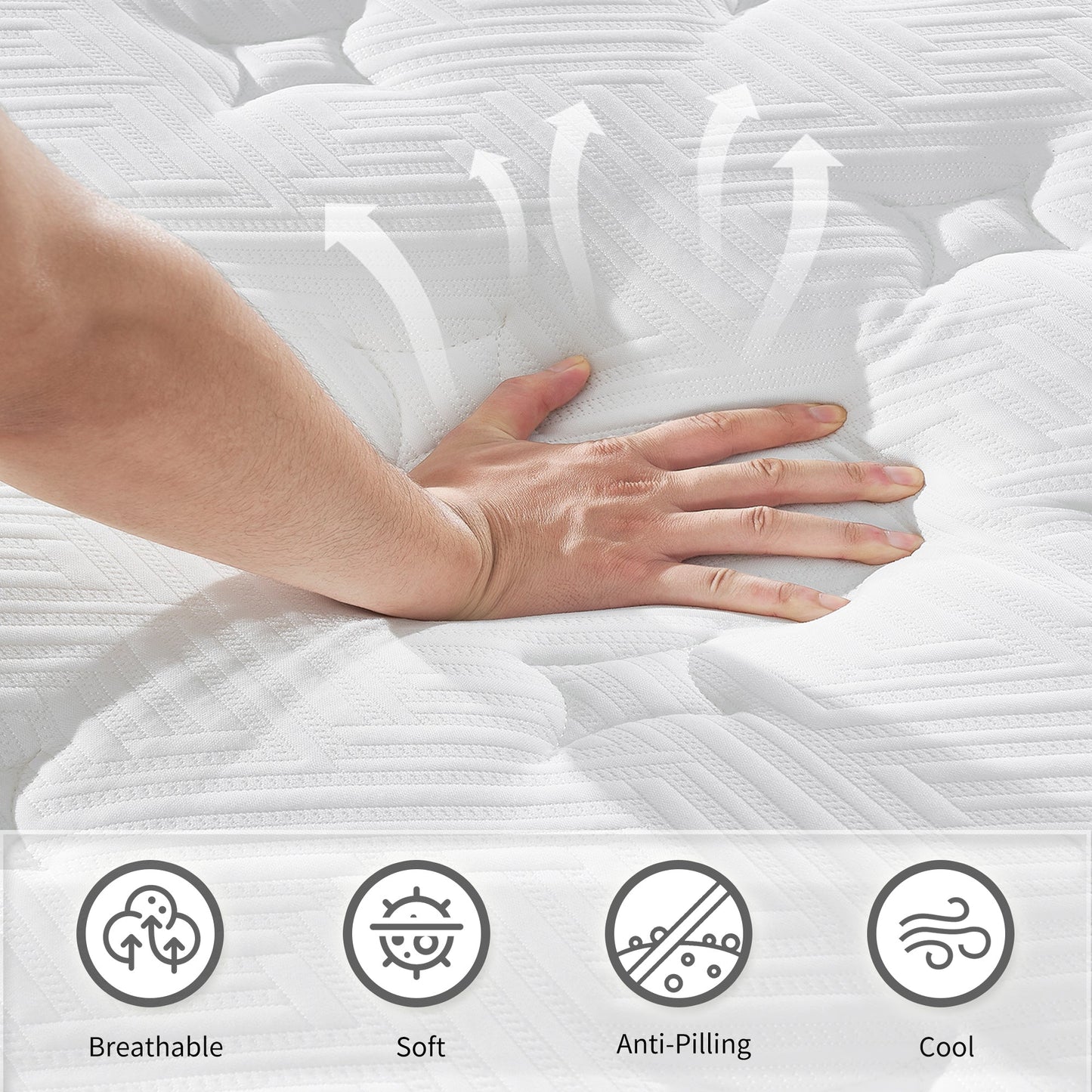 12 Inch Full Size Breathable Cool Oeko-Tex100 Cover Memory Foam Individual Pocket Spring Hybrid Mattress