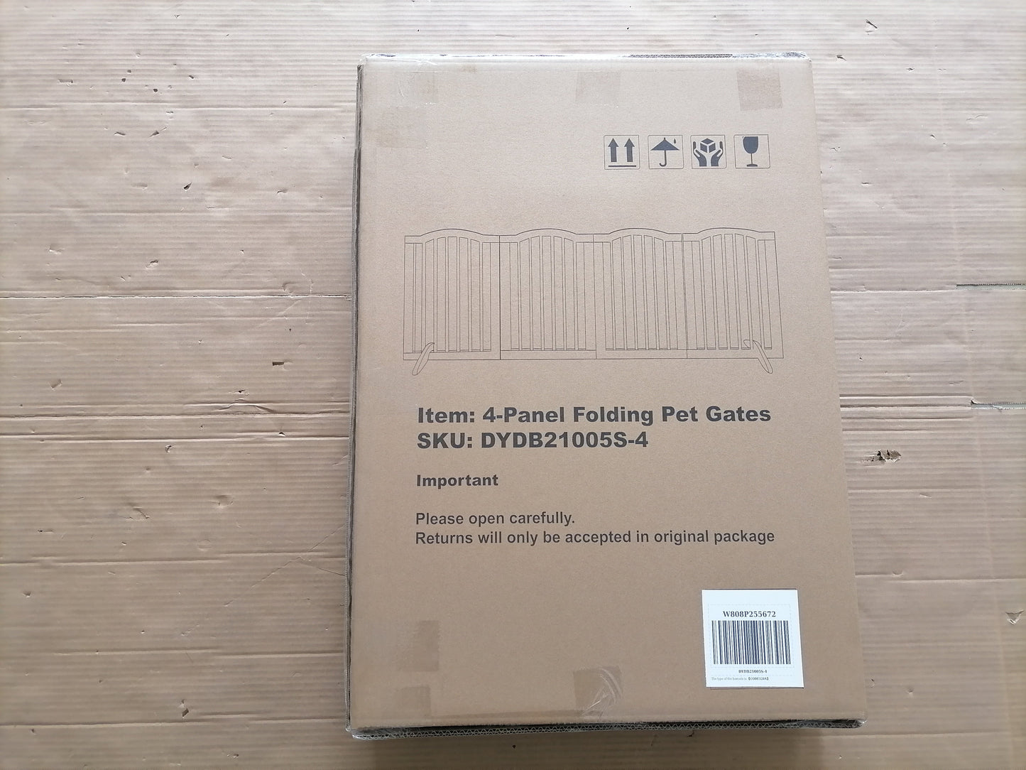 27.6' Height Tall Freestanding Pet Gate, 4 Panels Foldable Dog Gate, Solid Wood Folding Safety Fence Wooden Dog Gate with 2 pcs Support Feet Ideal for Stairs, Doorways, Halls, Kitchens, Heavy Duty Gat