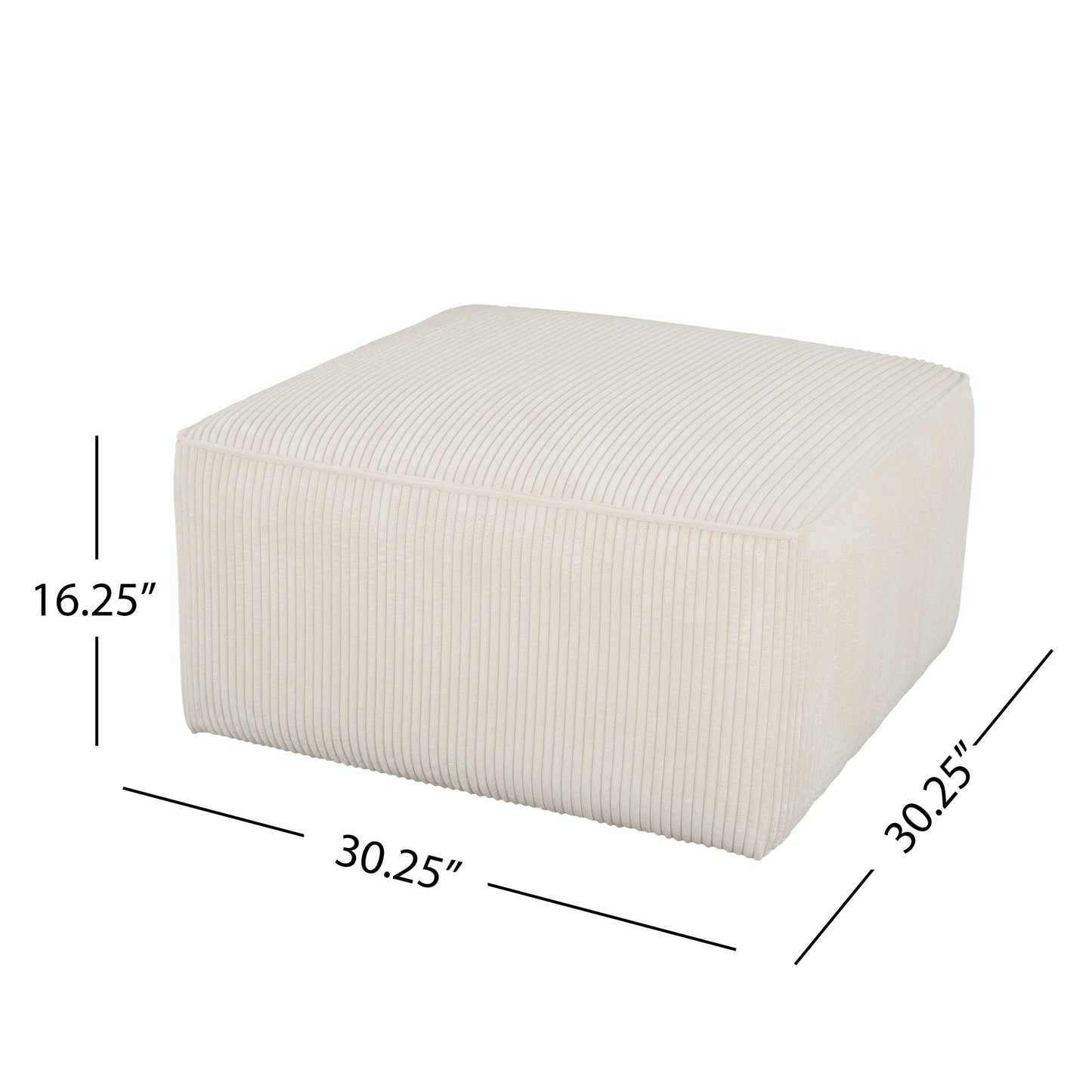 Upholstered Square Ottoman,Beige,Corduroy