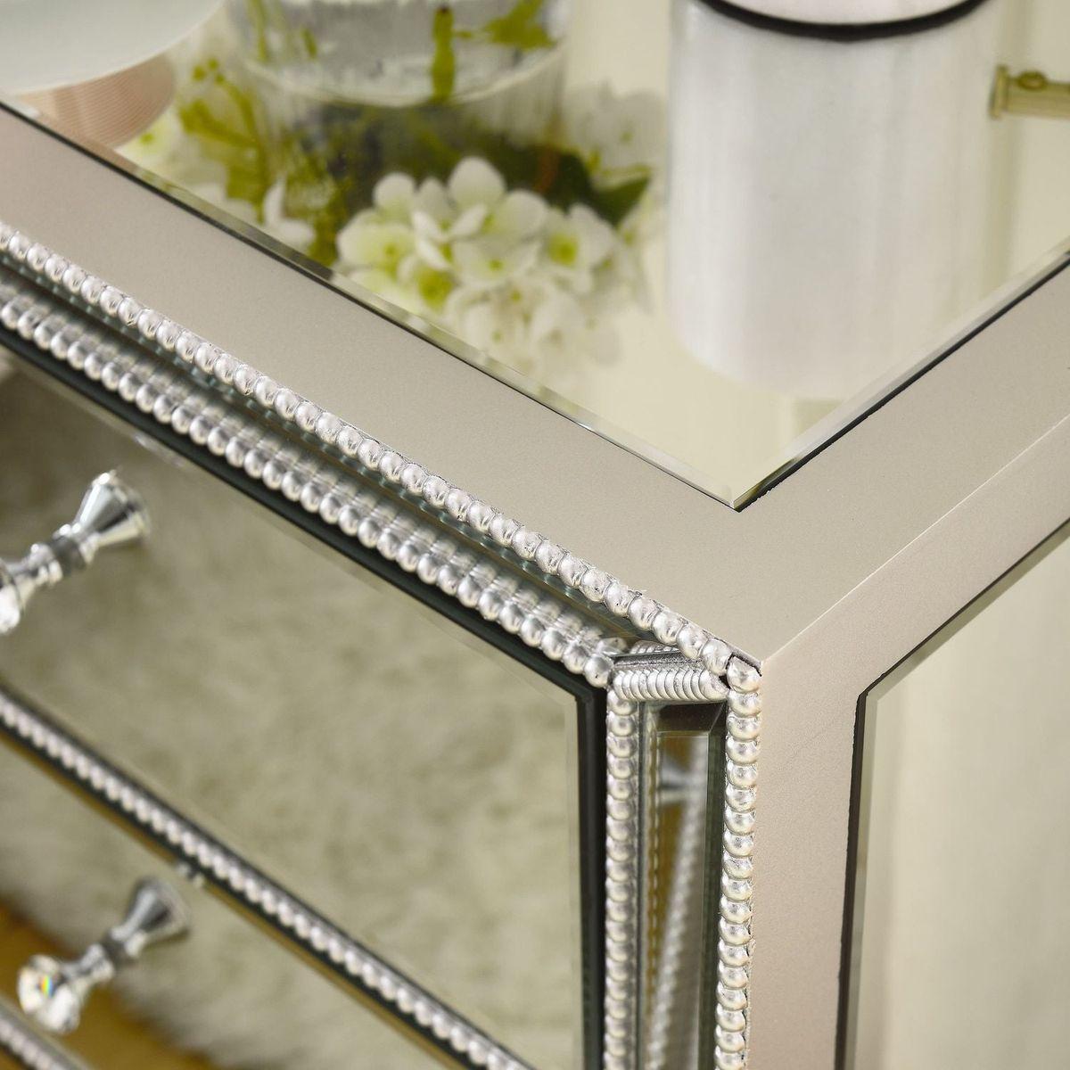 W 22"X D 16 ' X 26.8" Flash silver mirror three drawer cabinet