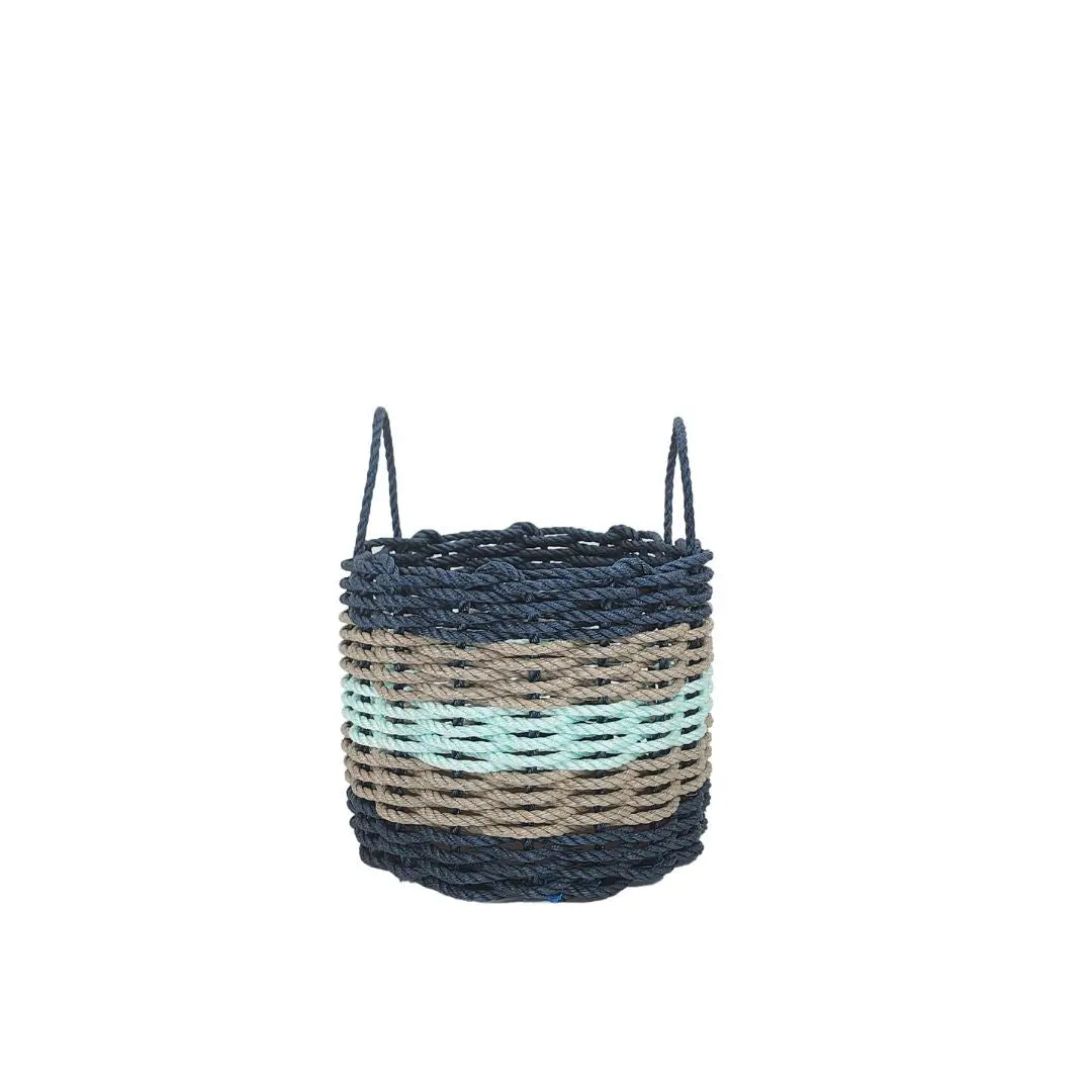 Kitchen Tools & Cookware: Five Stripe Rope Storage Basket Navy, Tan and Seafoam by Little Salty Rope