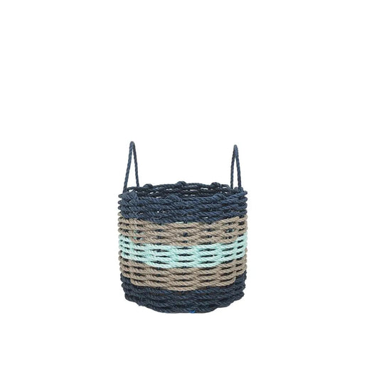 Kitchen Tools & Cookware: Five Stripe Rope Storage Basket Navy, Tan and Seafoam by Little Salty Rope
