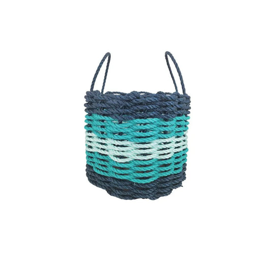 Kitchen Tools & Cookware: Five Stripe Rope Storage Basket Navy Blue, Teal & Seafoam by Little Salty Rope