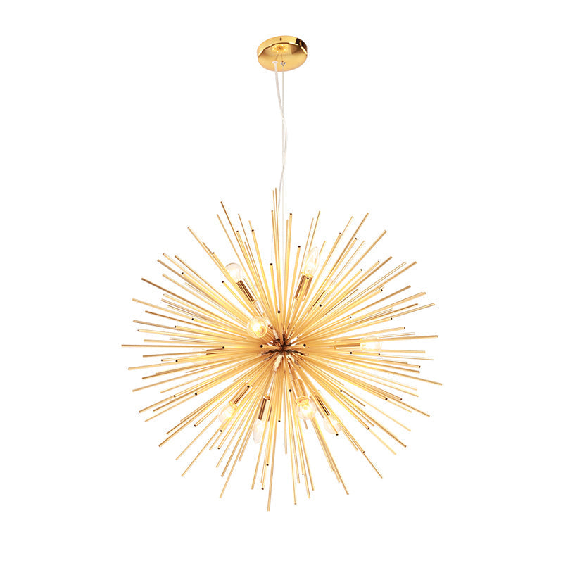 Bathe your space in modern brilliance with the Gold Metal Starburst Chandelier Pendant Light!