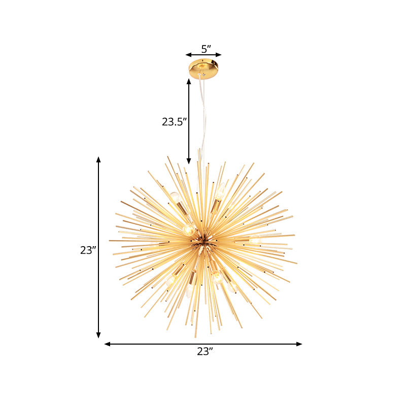 Bathe your space in modern brilliance with the Gold Metal Starburst Chandelier Pendant Light!
