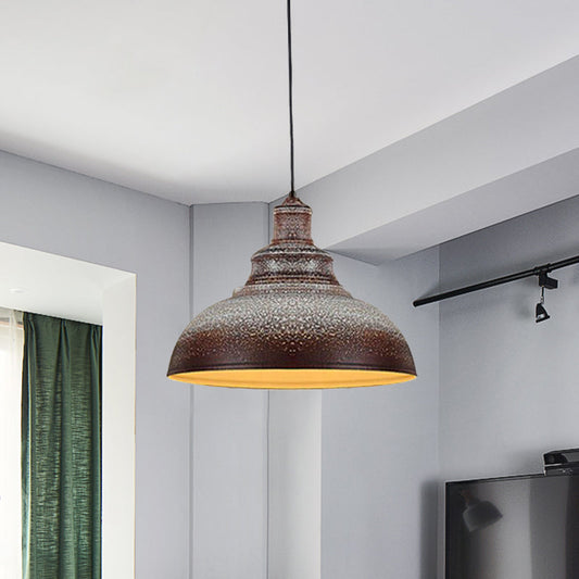 Diana's Industrial Charm: Blue/Rust Metal Barn Pulley Pendant Lamp