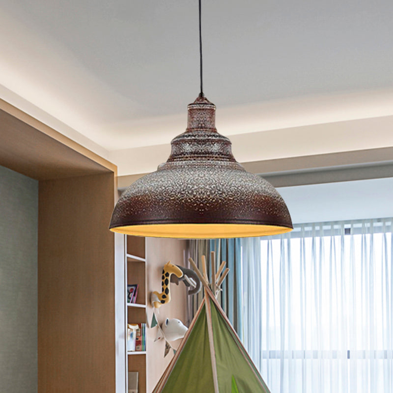 Diana's Industrial Charm: Blue/Rust Metal Barn Pulley Pendant Lamp