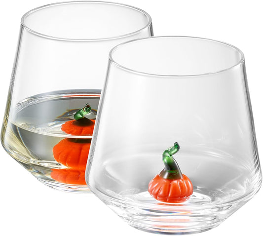 Kitchen Tools & Cookware: Khen Pumpkin Glass Set Fall Drinkware Decorative Break Resistant Tumbler Cups Barware Holiday Gift - 12oz Clear by Khen Site