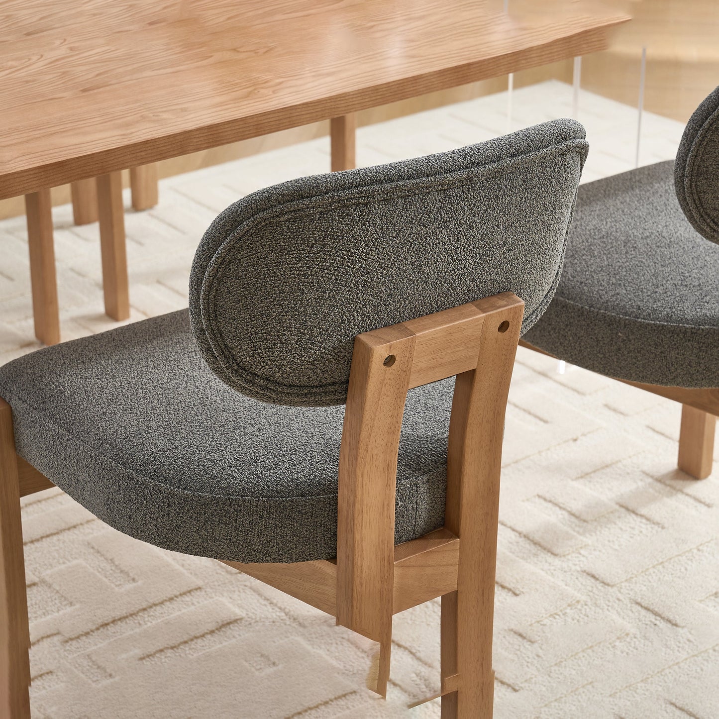 Wooden Dining Chairs Set of 2, Modern Fabric Upholstered Dining Room Chair Kitchen Chairs, Farmhouse Dinner Chair for Kitchen Dining Room