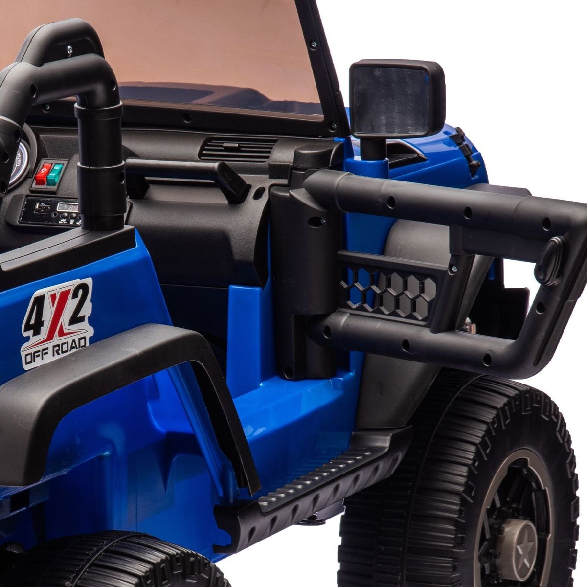 24V Two-Seater Kids Ride On Truck Car W/Parents Control,200wx2,Seat width 20.28in,Four-wheel Suspension,LED Lights,Music,MP3,Bluetooth,Two independent seat belts,Suitable for off-road For Kids Aged 3+