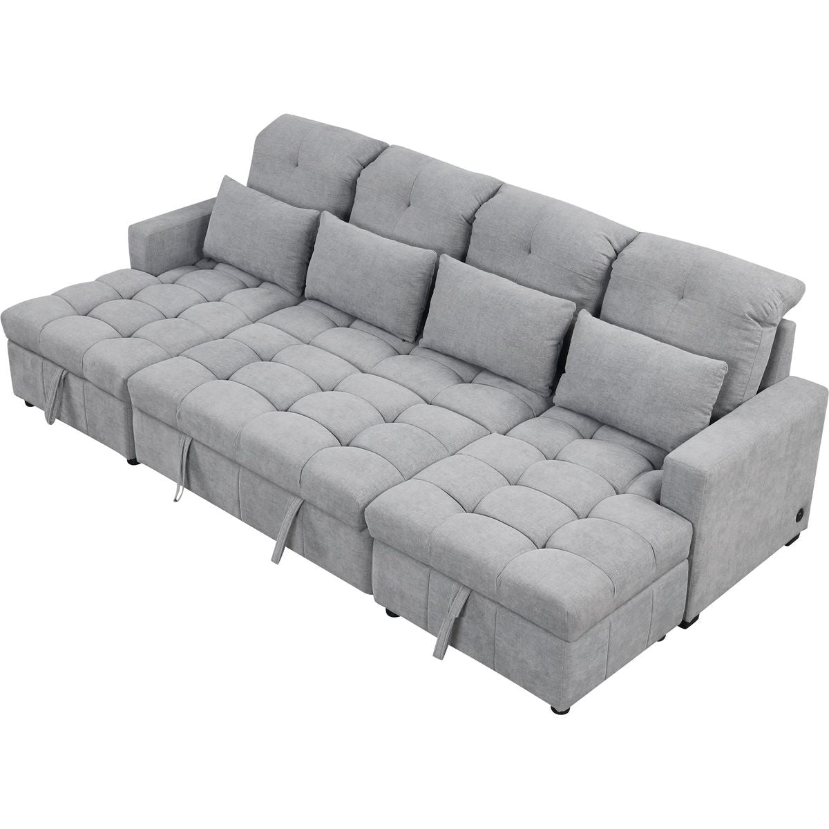 110.2' Oversized U-shaped Sofa Versatile Sectional Sofa Pull-out Sofa Bed with Double Storage Chaise Lounges and Two USB Ports for Living Room,Gray