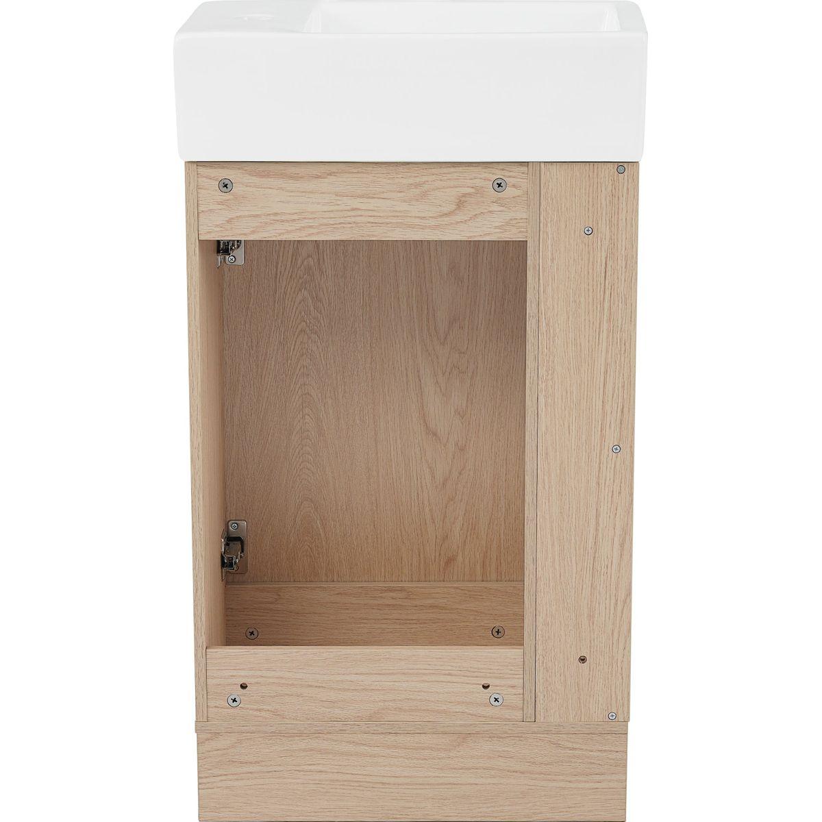 18.6' Bathroom Vanity with Sink, Bathroom Vanity Cabinet with Two-tier Shelf, Left or Right Orientation, Natural (Old Sku:WF308491AAN)