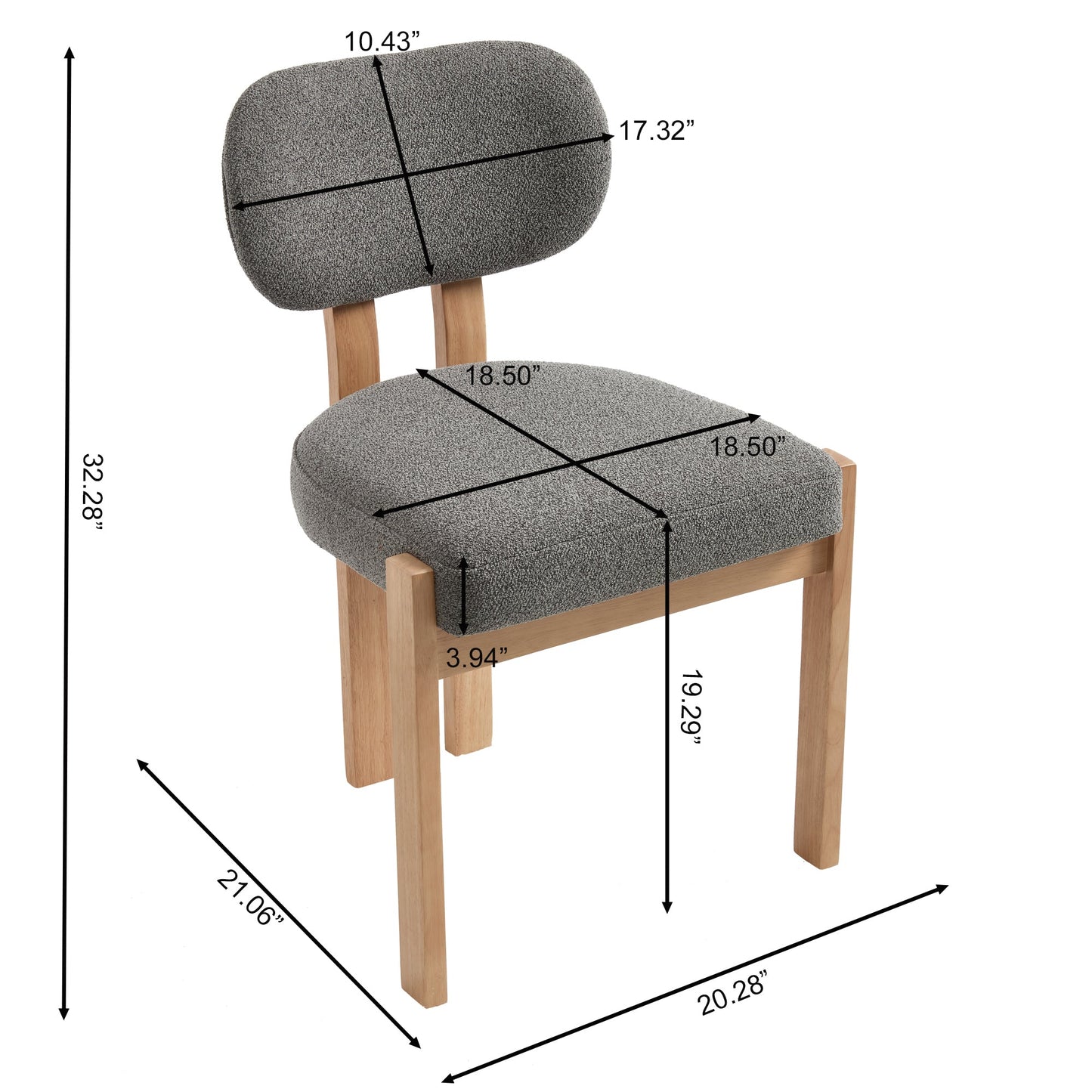 Wooden Dining Chairs Set of 2, Modern Fabric Upholstered Dining Room Chair Kitchen Chairs, Farmhouse Dinner Chair for Kitchen Dining Room