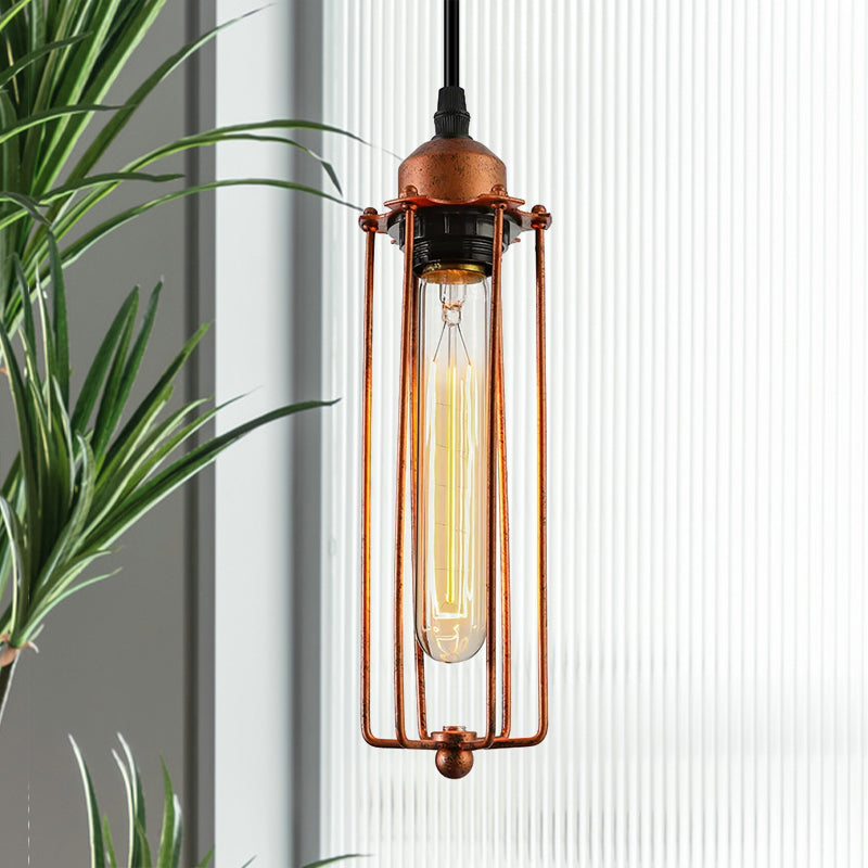 Zoe Vintage Industrial Pendant Light with Dark Rust Finish
