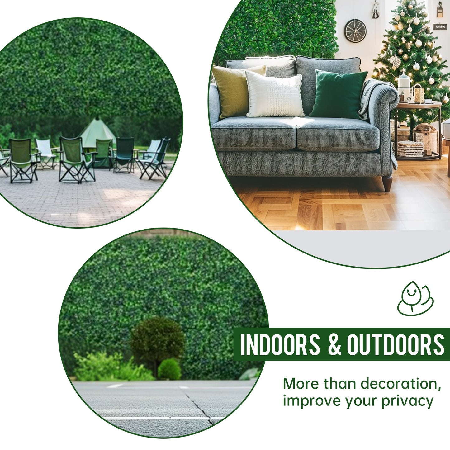 12pieces of 20 inch x 20 inch lawn wall panels, artificial lawn wall panels, green background decoration, boxwood fence wall panels, party, wedding, indoor, backyard, Christmas decoration, 33sq.FT