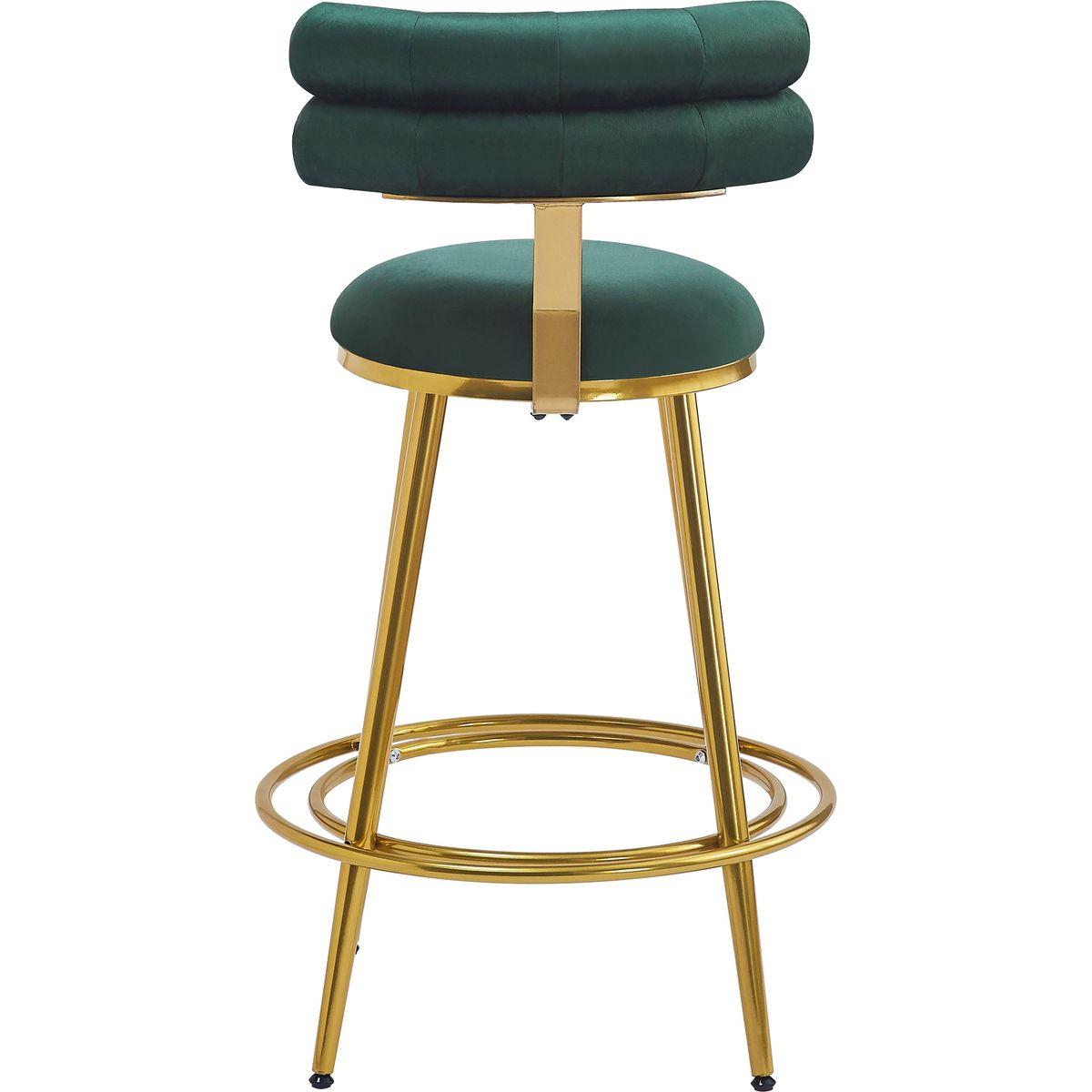 27.65'' Modern Counter Stools Set of 2,Dark green velvet Counter Stools with iron Frame,Soft back and cushion,Footrest,suitable for Kitchen/Bedroom/Dining Room