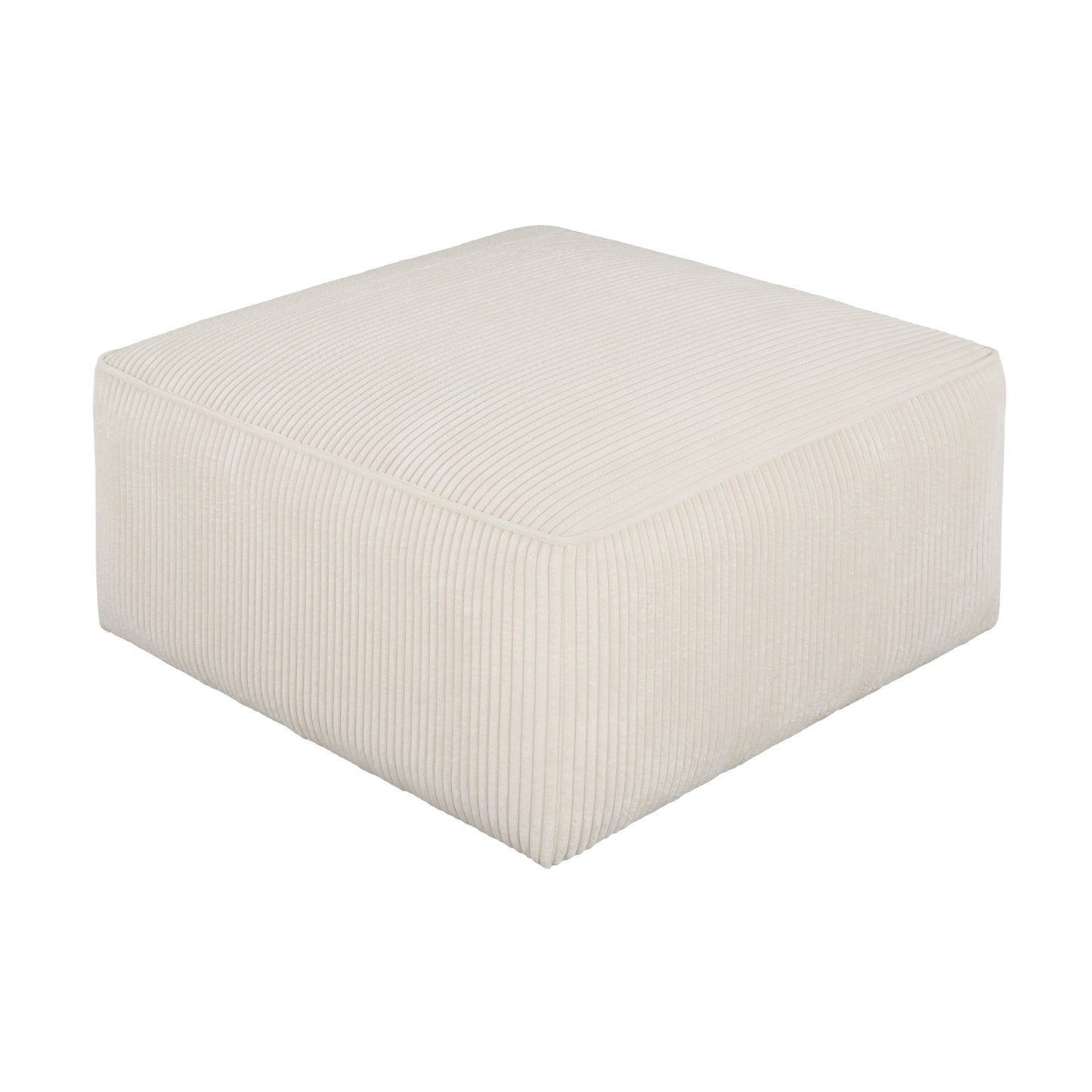 Upholstered Square Ottoman,Beige,Corduroy