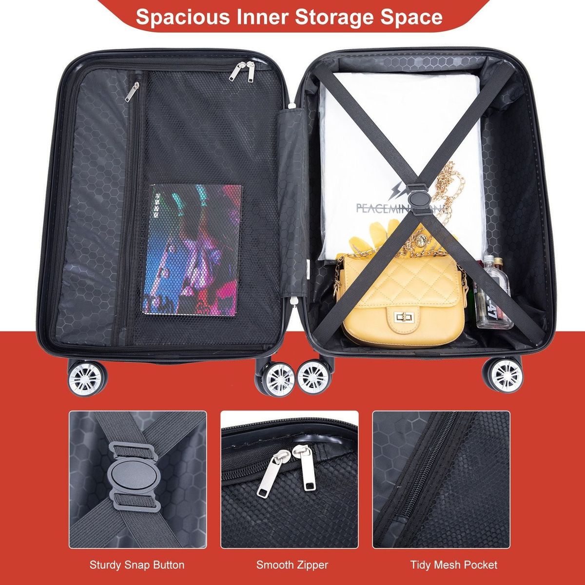 2Piece Luggage Sets ABS Lightweight Suitcase, Spinner Wheels, (20/14) DARK ORANGE