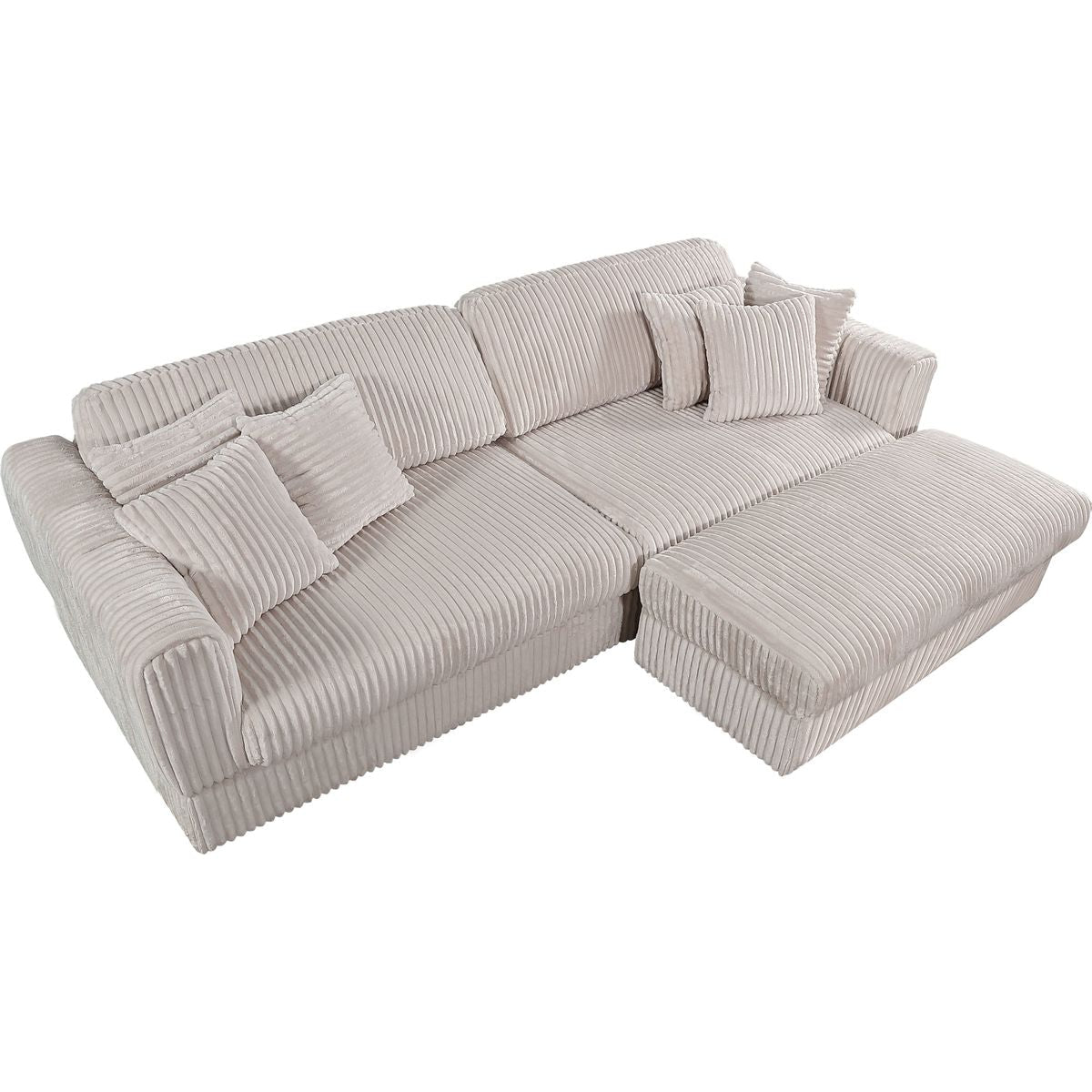 105' Oversized Sectional Sofa Cloud Couch for Living Room, Modern stripe L Shaped Couch, Comfy Boucle Modular Sofa Sleeper with Moveable Ottoman WIth/6 Pillow(WHITE)