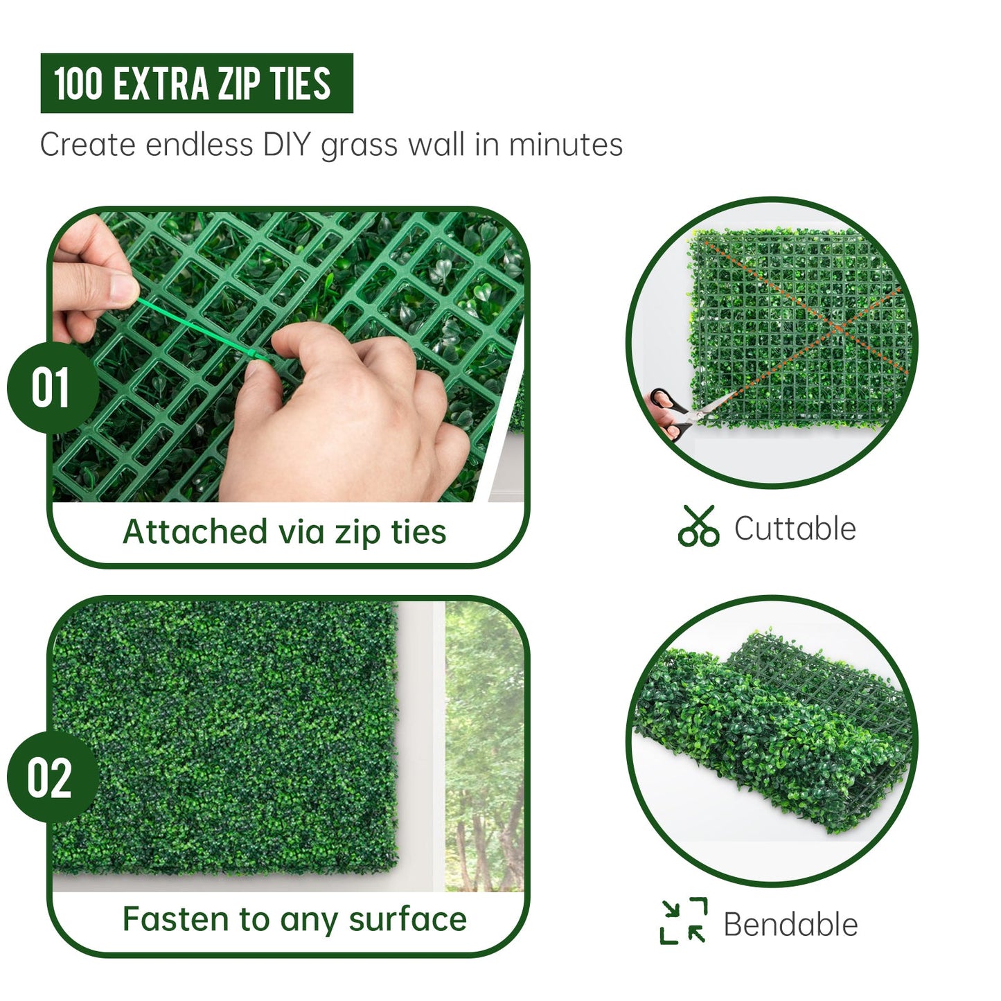 12pieces of 20 inch x 20 inch lawn wall panels, artificial lawn wall panels, green background decoration, boxwood fence wall panels, party, wedding, indoor, backyard, Christmas decoration, 33sq.FT