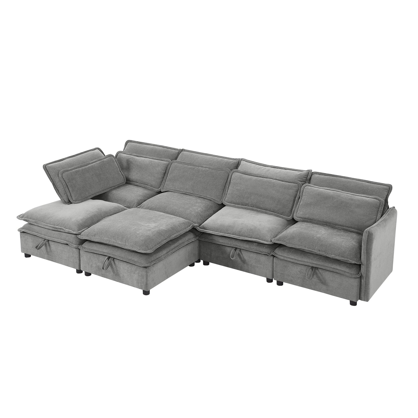 U_Style Double-Layer Cushion Modern Large U-Shaped Modular Sofa, Freely Combinable 6-Seater with Storage Function, Convertible to Sofa Bed, Perfect for Living Rooms, Offices, and Apartments