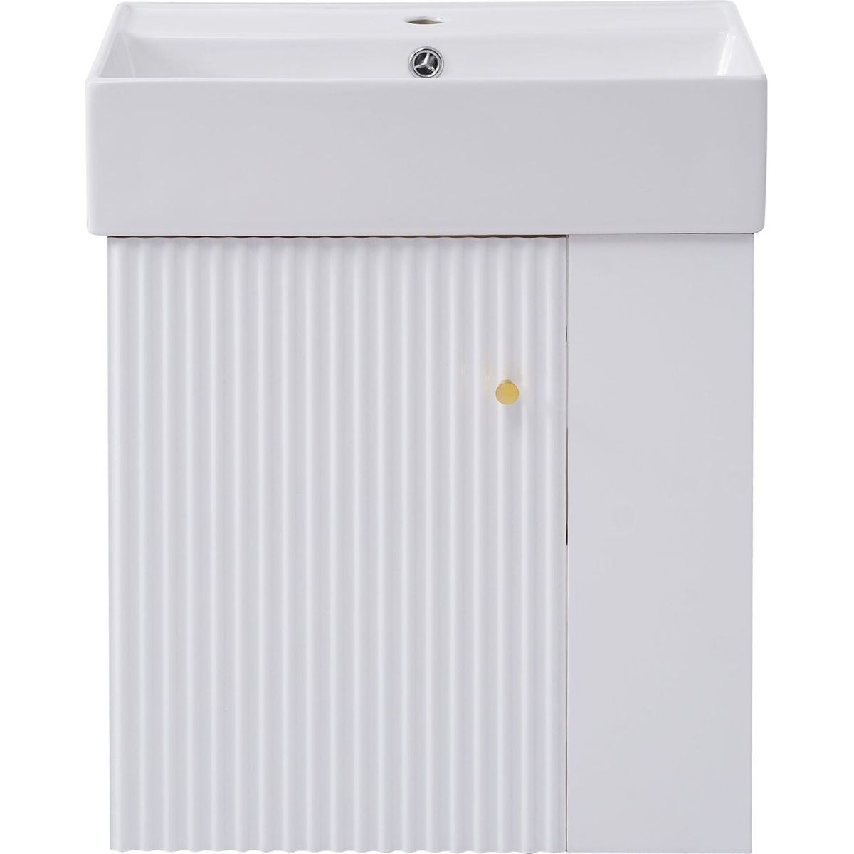 21.6inch Modern Floating Bathroom Vanity with Ceramic Basin - Perfect for Small Bathrooms, Right side storage