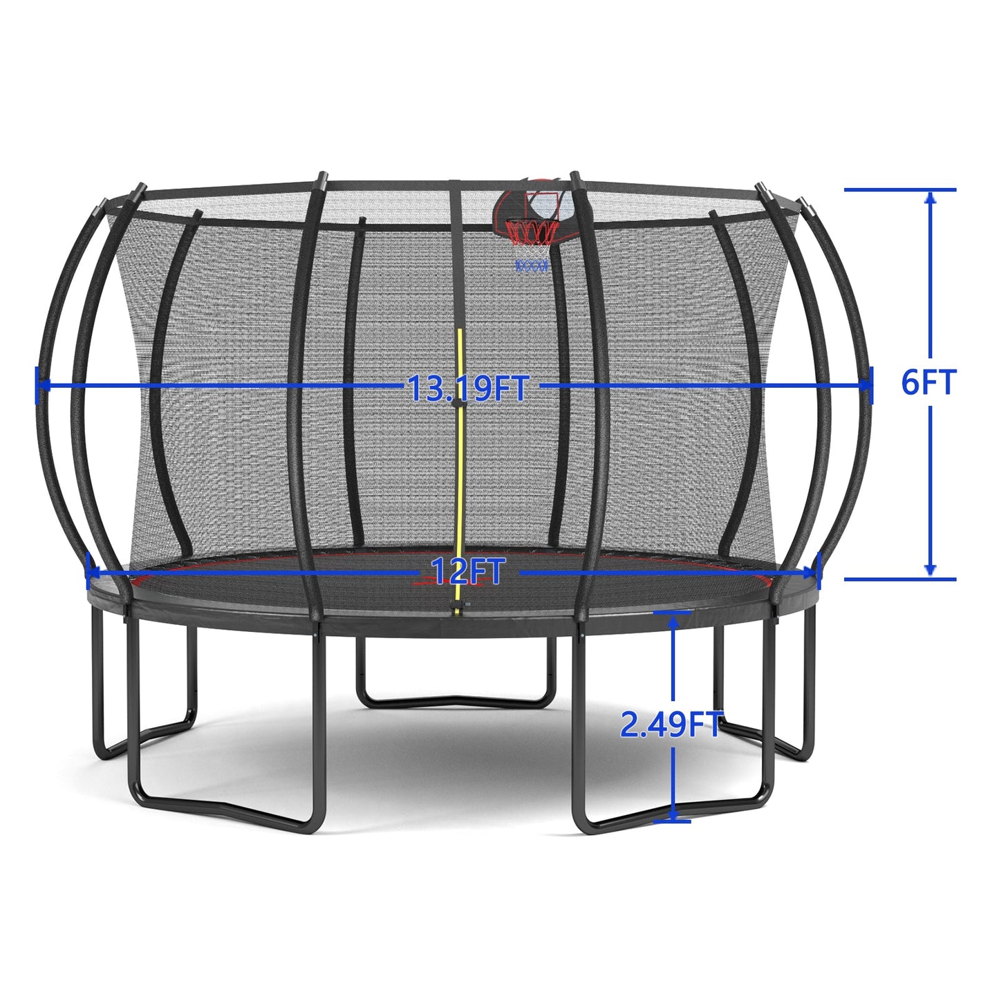 YC 12FT trampoline Pumpkin- Black Red