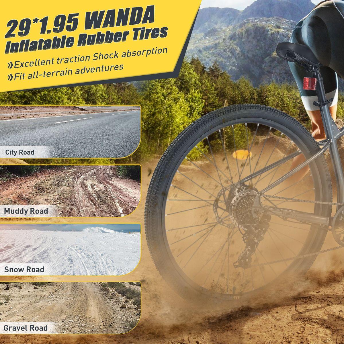 29 Inch Wheels 8 Speed Mountain Bike, for Men Women Boys and Girls, Front Suspension, Steel Frame