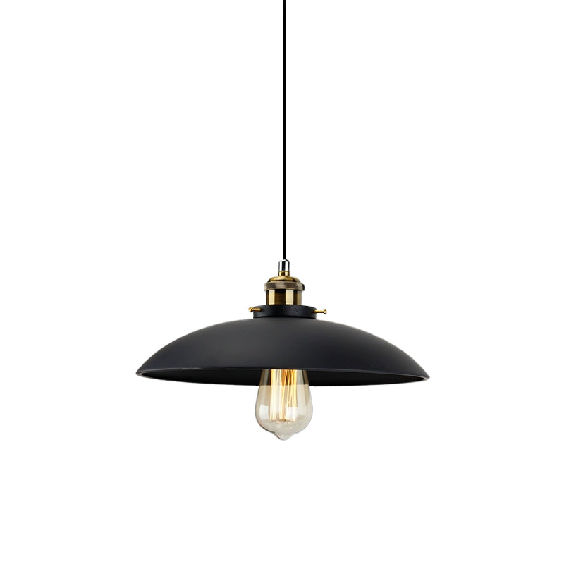 London - Modern Industrial Pendant Light with Black Saucer Shade