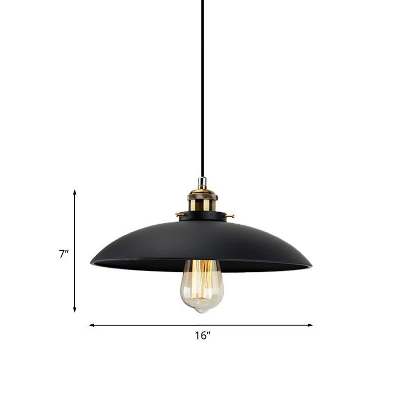 London - Modern Industrial Pendant Light with Black Saucer Shade