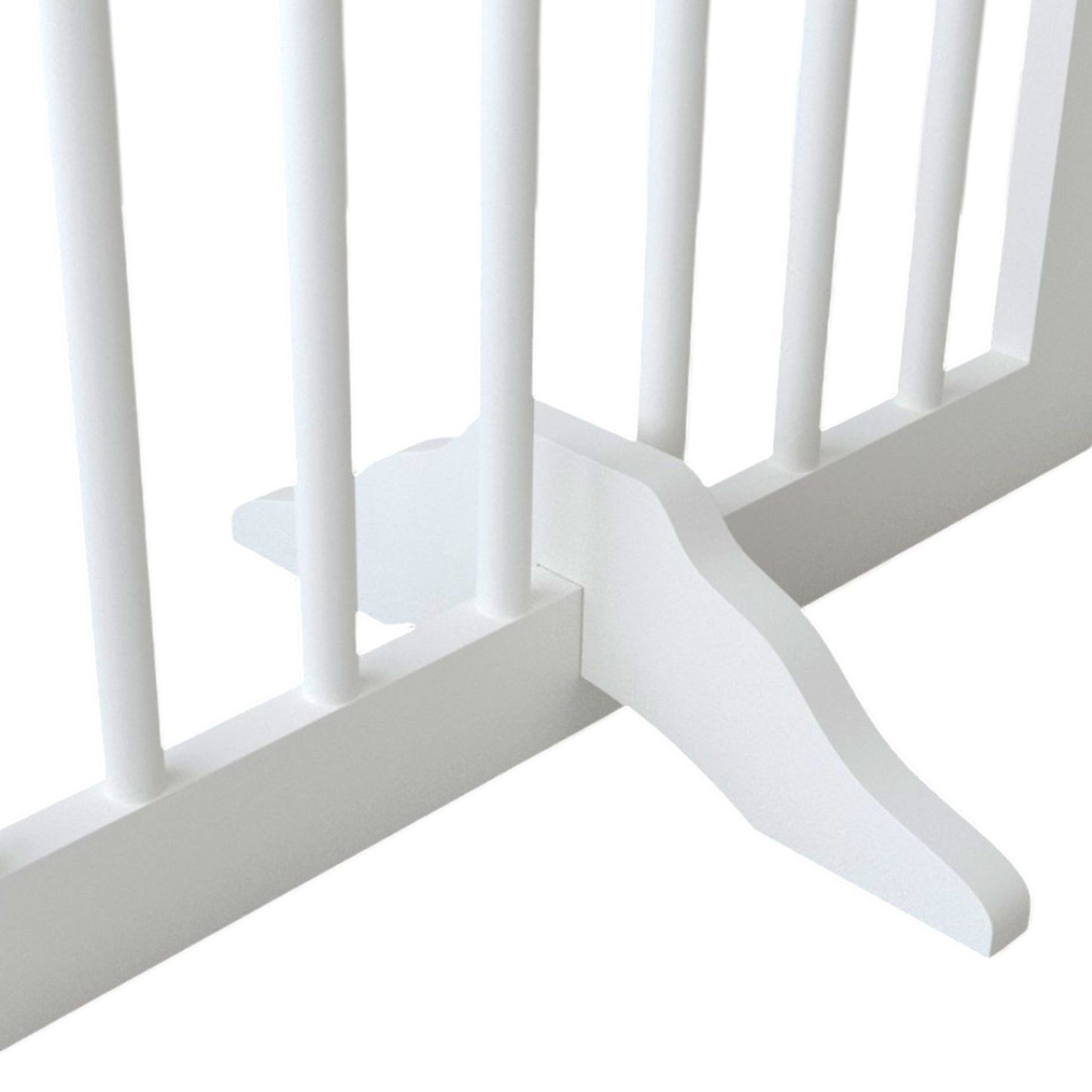 27.6' Height Tall Freestanding Pet Gate, 4 Panels Foldable Dog Gate, Solid Wood Folding Safety Fence Wooden Dog Gate with 2 pcs Support Feet Ideal for Stairs, Doorways, Halls, Kitchens, Heavy Duty Gat