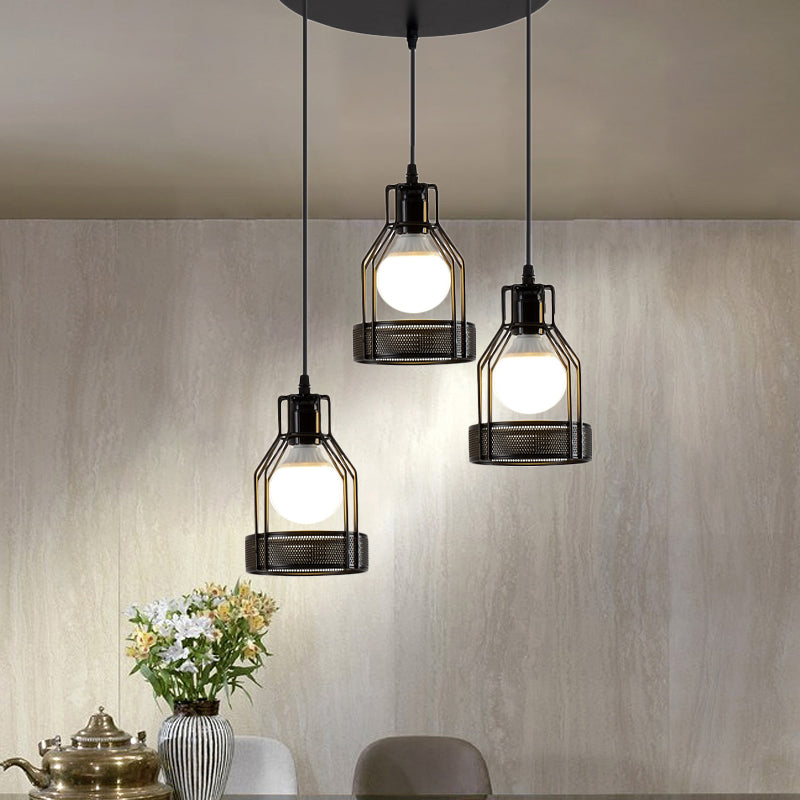 Embrace Industrial Charm and Ample Illumination: The Iron Bottle Frame Cluster Pendant