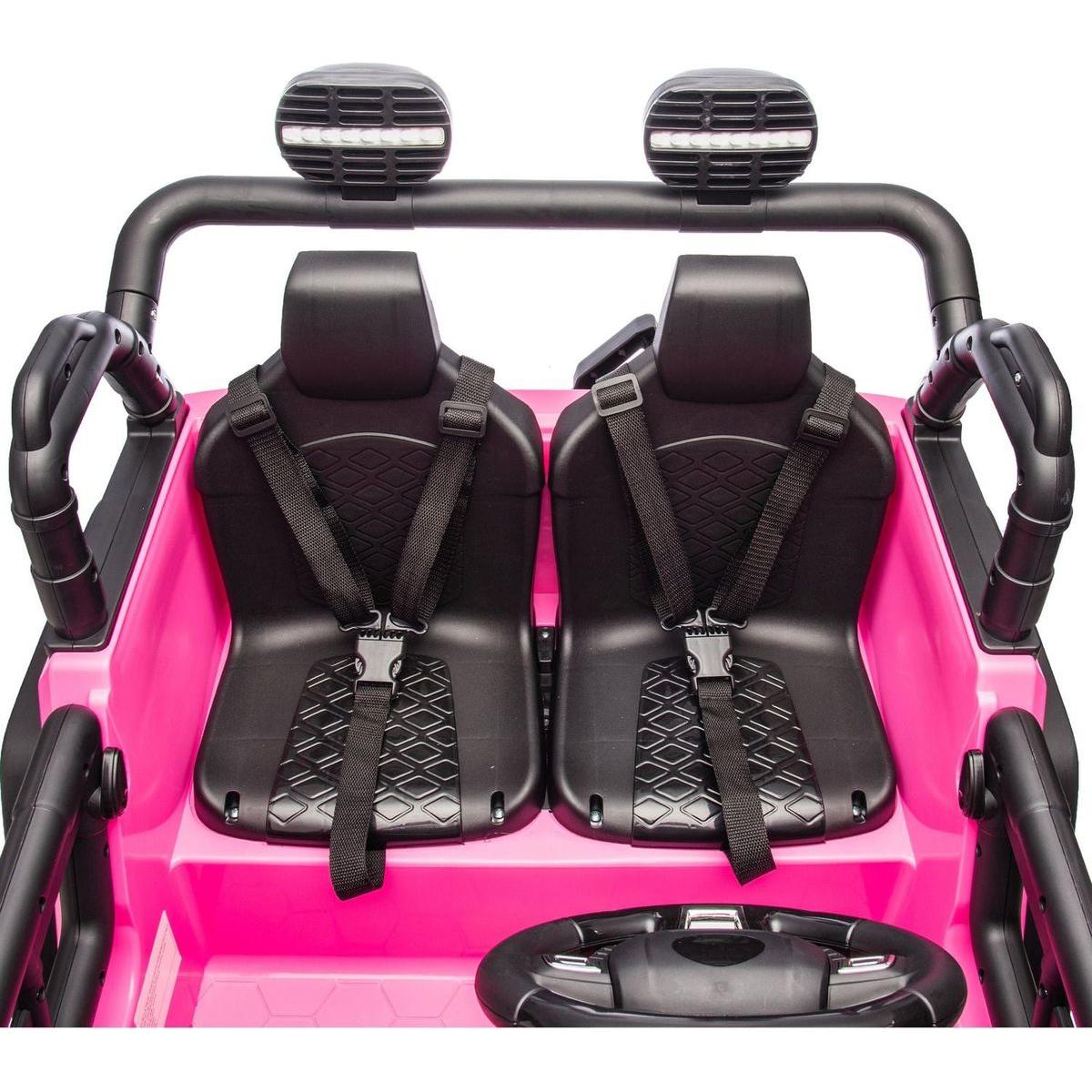 24V Two-Seater Kids Ride On Truck Car W/Parents Control,200wx2,Seat width 20.28in,Four-wheel Suspension,LED Lights,Music,MP3,Bluetooth,Two independent seat belts,Suitable for off-road For Kids Aged 3+