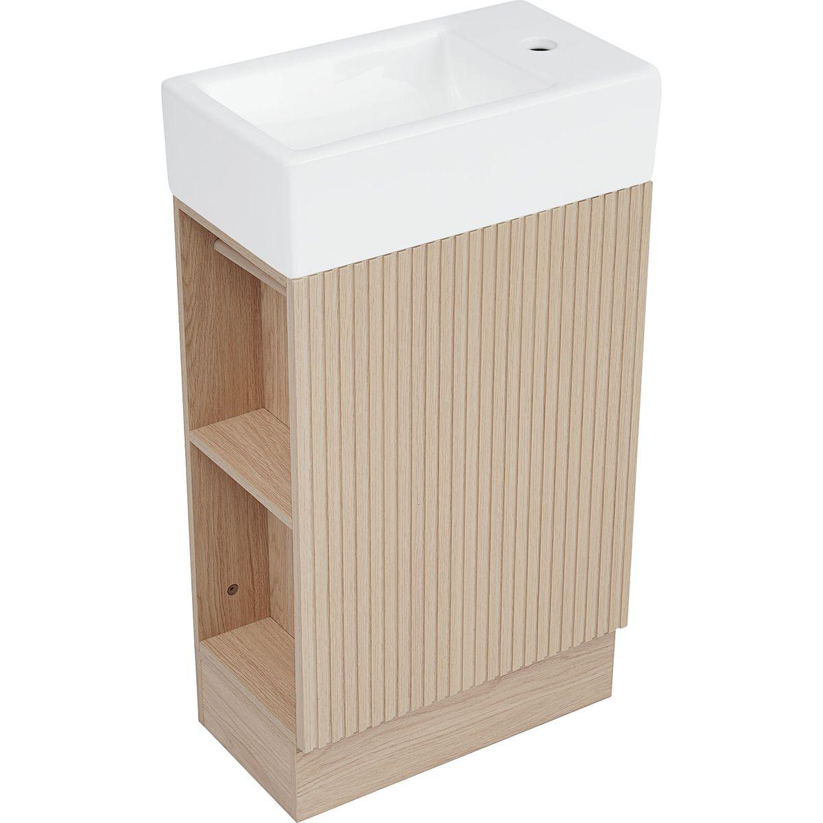 18.6' Bathroom Vanity with Sink, Bathroom Vanity Cabinet with Two-tier Shelf, Left or Right Orientation, Natural (Old Sku:WF308491AAN)