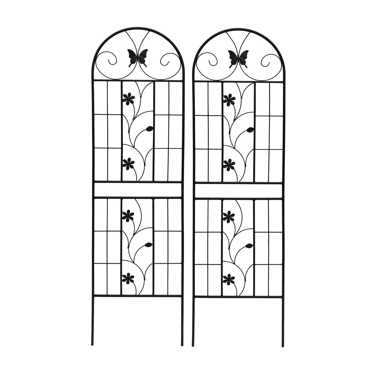 2 Pack Metal Garden Trellis 71' x 19.7' Rustproof Trellis for Climbing Plants Outdoor Flower Support Black