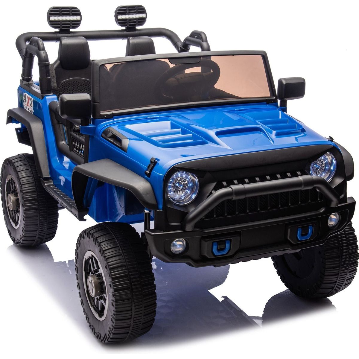 24V Two-Seater Kids Ride On Truck Car W/Parents Control,200wx2,Seat width 20.28in,Four-wheel Suspension,LED Lights,Music,MP3,Bluetooth,Two independent seat belts,Suitable for off-road For Kids Aged 3+