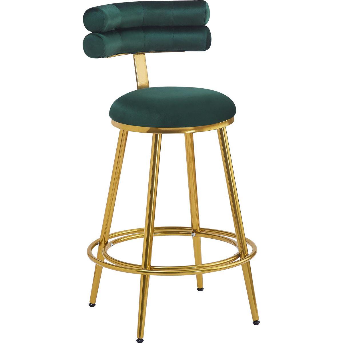 27.65'' Modern Counter Stools Set of 2,Dark green velvet Counter Stools with iron Frame,Soft back and cushion,Footrest,suitable for Kitchen/Bedroom/Dining Room