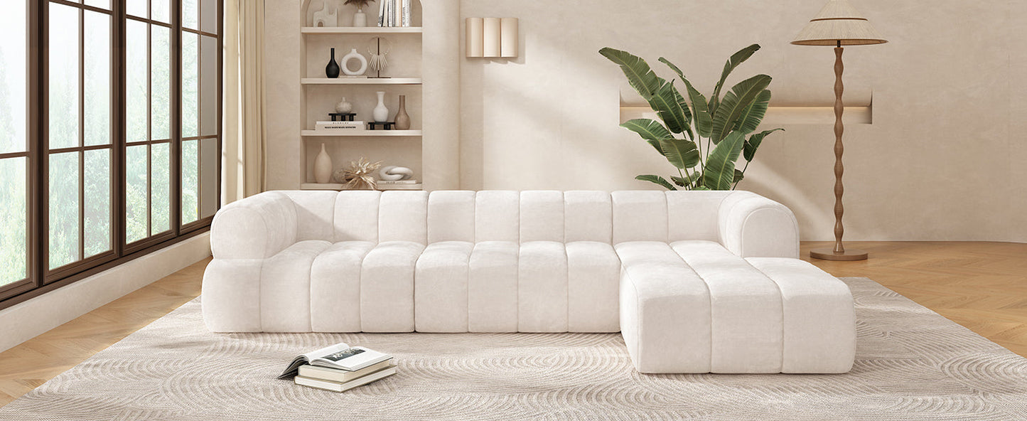 122' Modern L-Shaped Sectional Sofa with High-Density Fully Compressed Sponge and Chaise Lounge, 2-Piece Set, Fully Assembled Right Hand Facing, Perfect for Living Room, Lounge