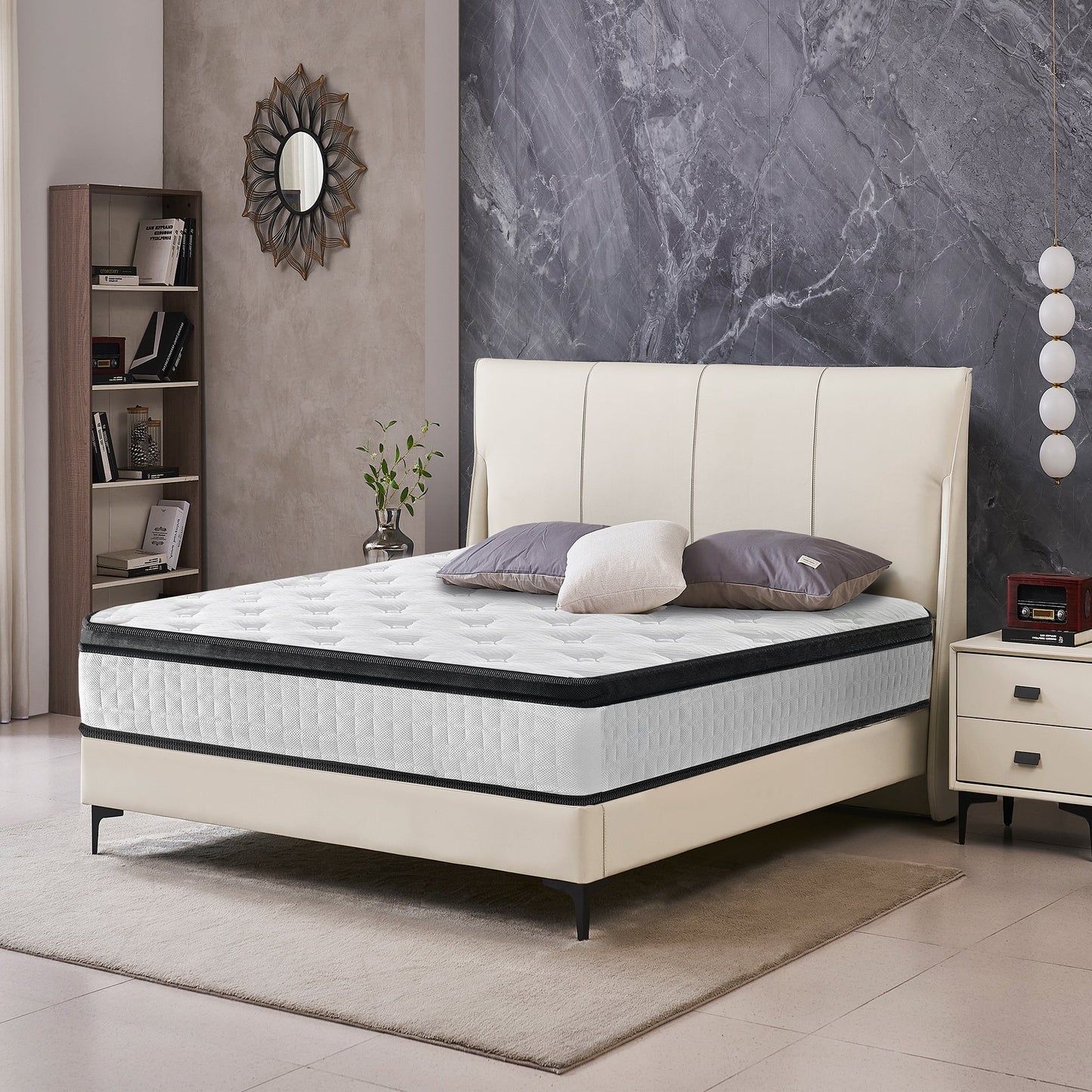 12 Inch Twin XL Breathable Cool Cover Certipur-US Memory Foam Individual Pocket Spring Hybrid Mattress